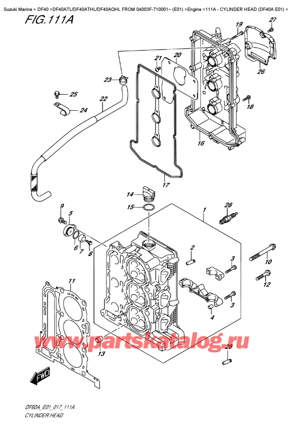  ,   , Suzuki DF40A TS / TL FROM 04003F-710001~ (E01)    2017 ,    (Df40A E01) - Cylinder  Head  (Df40A  E01)