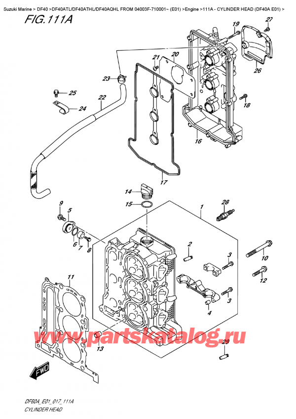  ,  , Suzuki DF40A TS / TL FROM 04003F-710001~ (E01)    2017 , Cylinder  Head  (Df40A  E01)