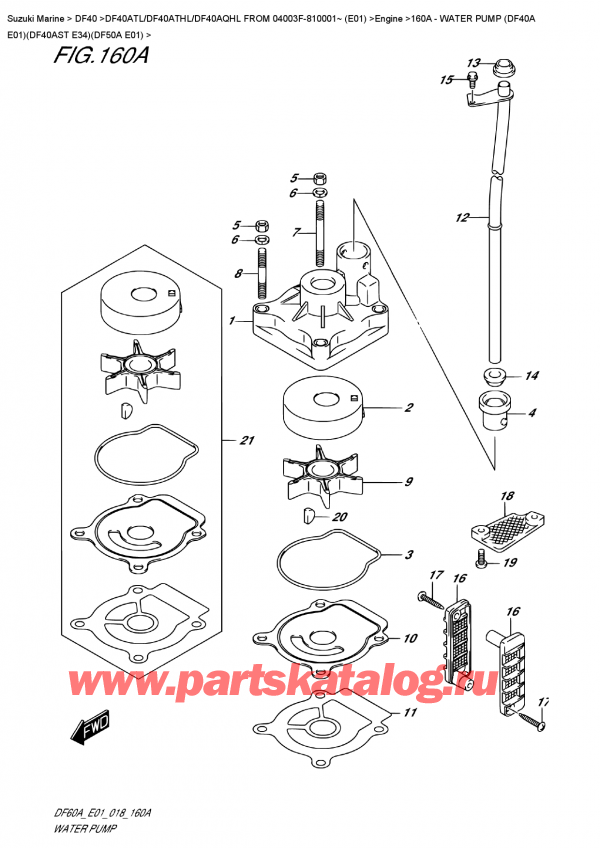   ,    , Suzuki DF40A TS/TL FROM 04003F-810001~ (E01)  2018 ,   (Df40A E01) (Df40Ast E34) (Df50A E01) - Water  Pump  (Df40A  E01)(Df40Ast  E34)(Df50A  E01)