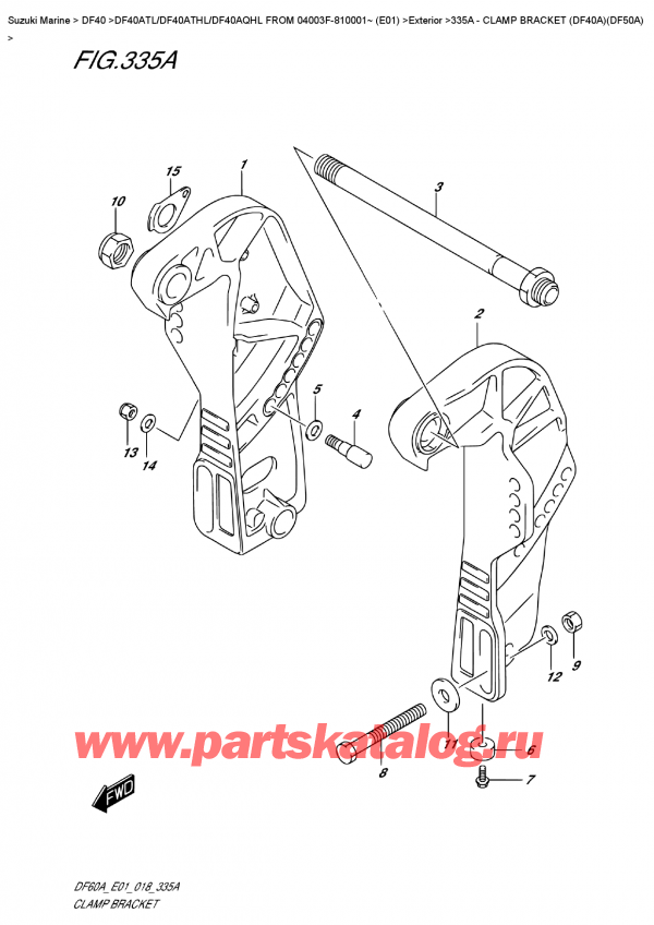  ,  , Suzuki DF40A TS/TL FROM 04003F-810001~ (E01)  2018 , Clamp  Bracket  (Df40A)(Df50A)