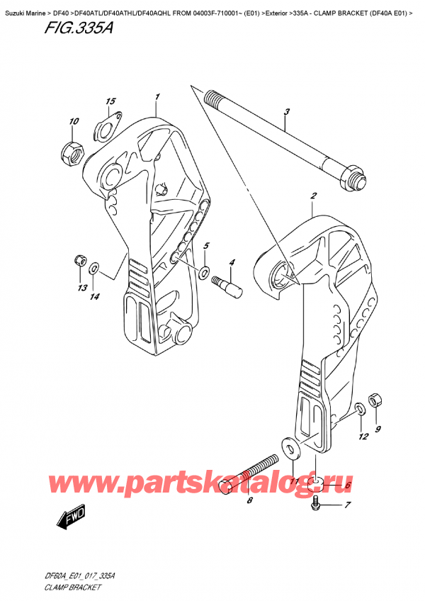  ,   , Suzuki DF40A TS / TL FROM 04003F-710001~ (E01)  , Clamp  Bracket  (Df40A  E01)