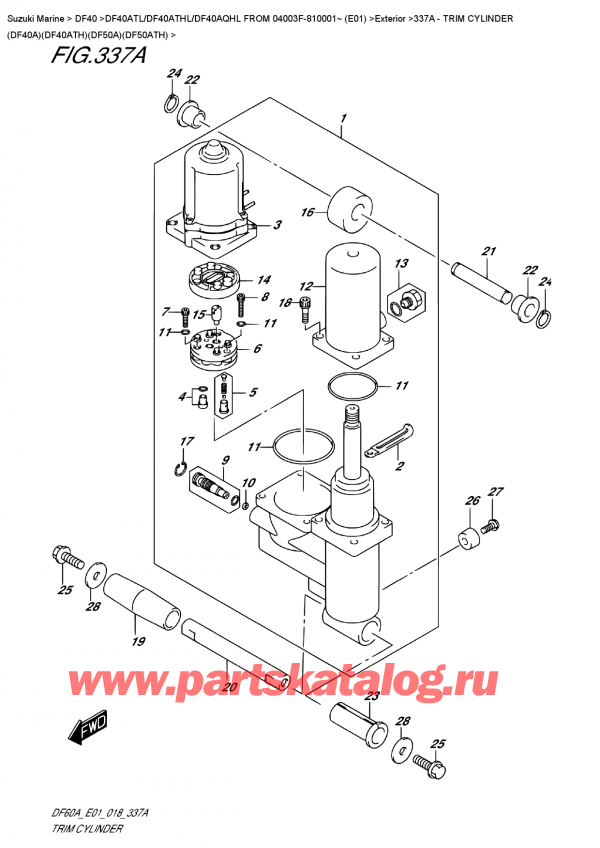 ,   , SUZUKI DF40A TS/TL FROM 04003F-810001~ (E01), Trim  Cylinder  (Df40A)(Df40Ath)(Df50A)(Df50Ath)