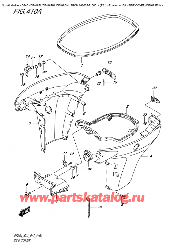  ,   , Suzuki DF40A TS / TL FROM 04003F-710001~ (E01)  , Side  Cover  (Df40A  E01)