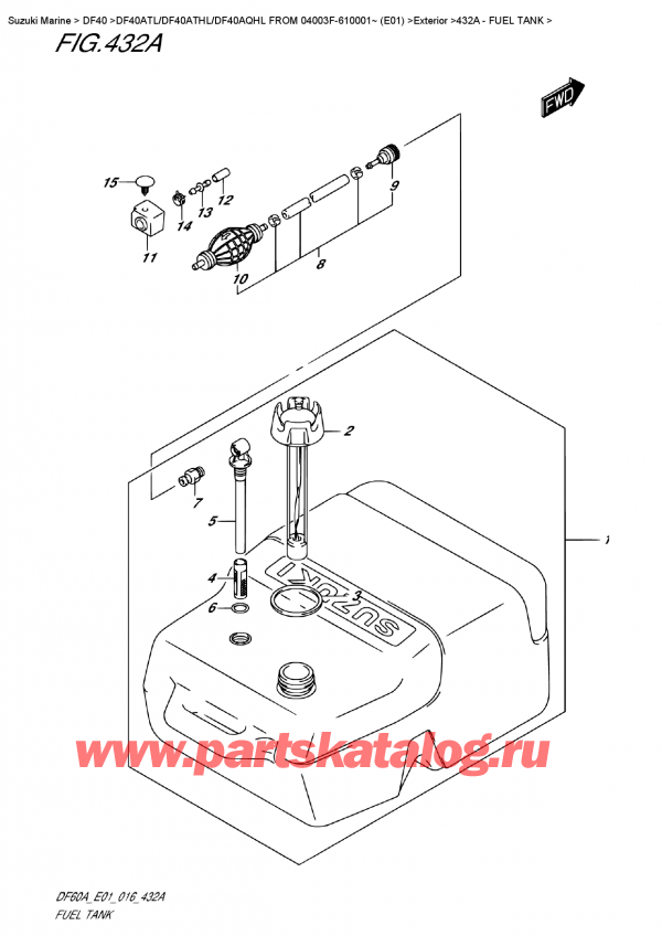 ,   , SUZUKI DF40A TS / TL FROM 04003F-610001~ (E01), Fuel  Tank -  