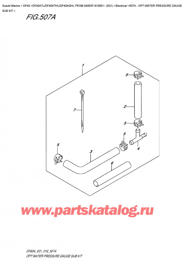 ,   , Suzuki DF40A TS / TL FROM 04003F-610001~ (E01), :      - Opt:water  Pressure  Gauge  Sub  Kit