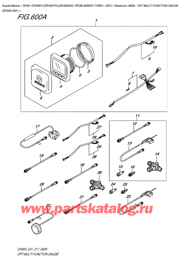 ������ ��������, , Suzuki DF40A TS / TL FROM 04003F-710001~ (E01)  , Opt:multi  Function  Gauge  (Df40A  E01)
