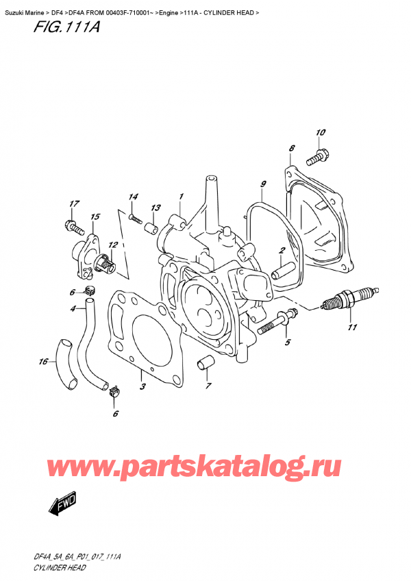  ,    , Suzuki DF4A S / L FROM   00403F-710001~ ,    - Cylinder Head
