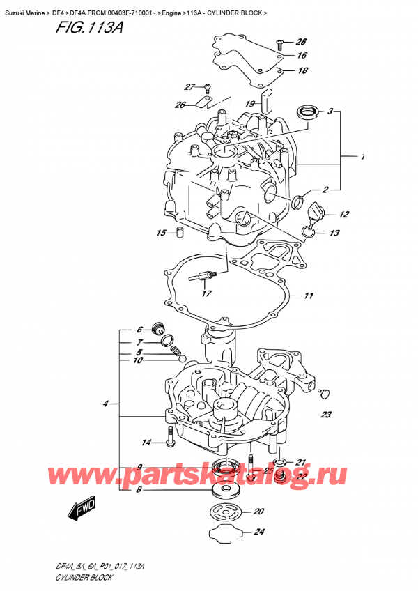 ,   , Suzuki DF4A FROM   00403F-710001~   2017 ,   / Cylinder Block