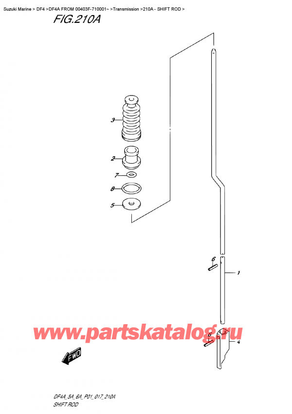   ,   , Suzuki DF4A S / L FROM   00403F-710001~ , Shift Rod