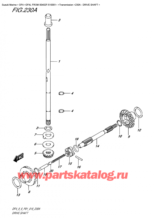  ,   , Suzuki DF4 S-L FROM 00402F-510001~ (P01)  2015 ,    / Drive  Shaft