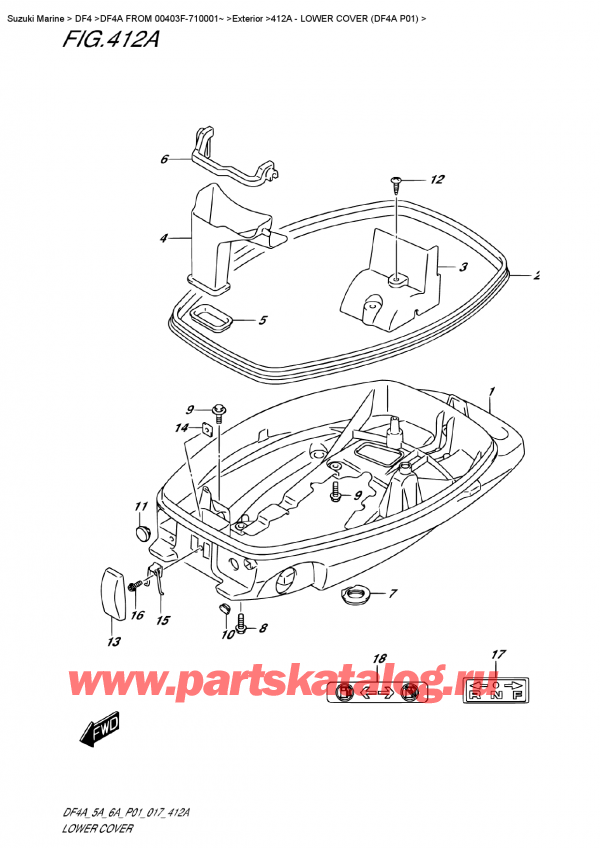  ,    , Suzuki DF4A S / L FROM   00403F-710001~ , Lower Cover (Df4A P01) /    (Df4A P01)
