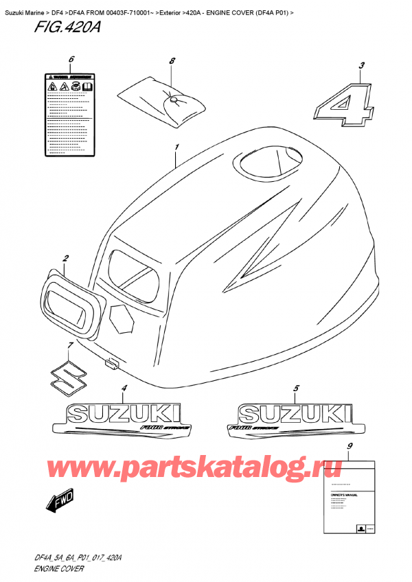 ,  , Suzuki DF4A S / L FROM   00403F-710001~ , Engine Cover (Df4A P01)
