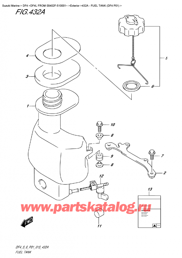 �������������, �� ��������� �������� �����, Suzuki DF4 S-L FROM 00402F-510001~ (P01), Fuel  Tank  (Df4  P01)