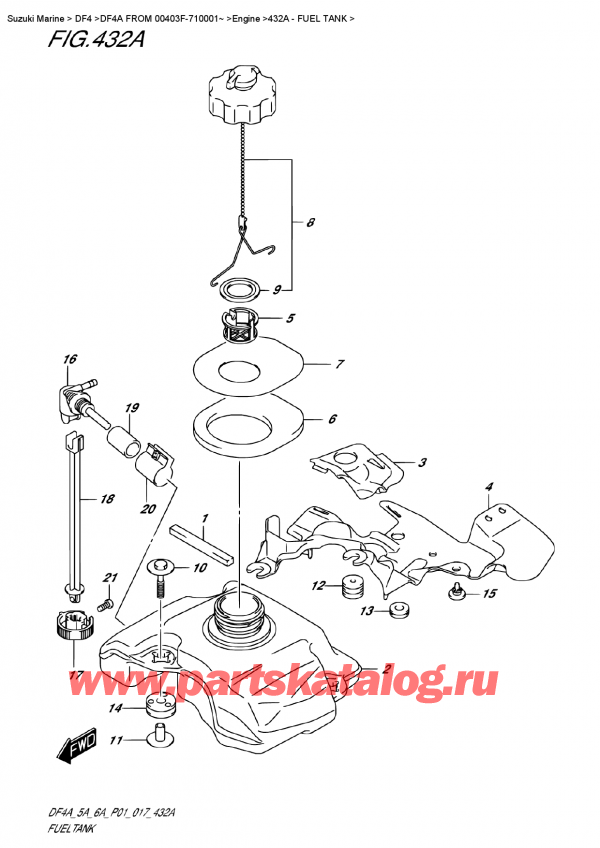 ������ �������������, �� �������� �����, SUZUKI DF4A S / L FROM   00403F-710001~  ������ 2017 ����, Fuel Tank