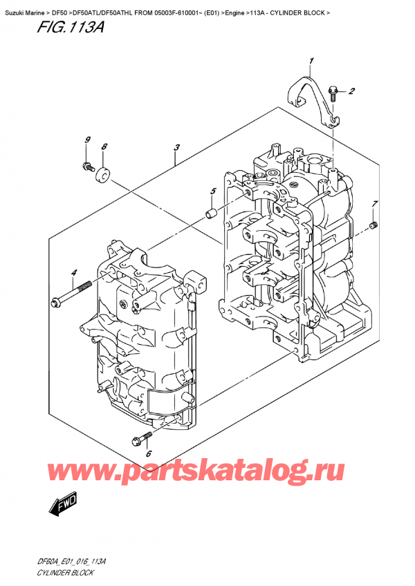 ,   , Suzuki DF50A TL/TX FROM 05003F-610001~    (E01)  , Cylinder  Block