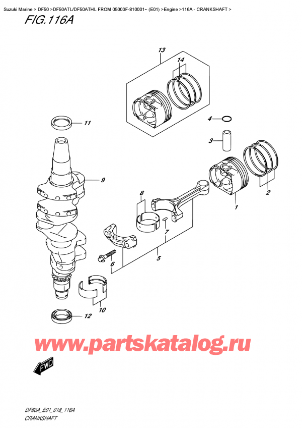 ��������� ������������ ��������, , Suzuki DF50A TS/TL FROM 05003F-810001~ (E01) ������ 2018 ����, Crankshaft
