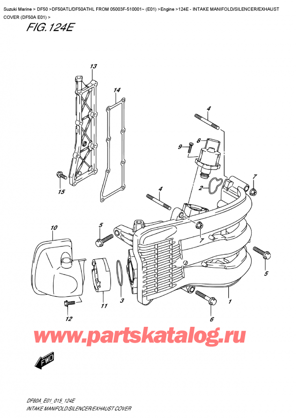  ,    , SUZUKI DF50A TS/TL FROM 05003F-510001~ (E01)  2015 , Intake  Manifold/silencer/exhaust  Cover  (Df50A  E01)