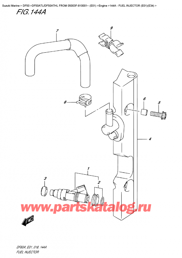  ,  ,  DF50A TS/TL FROM 05003F-810001~ (E01)  2018 , Fuel Injector  (E01)(E34) -   (E01) (E34)