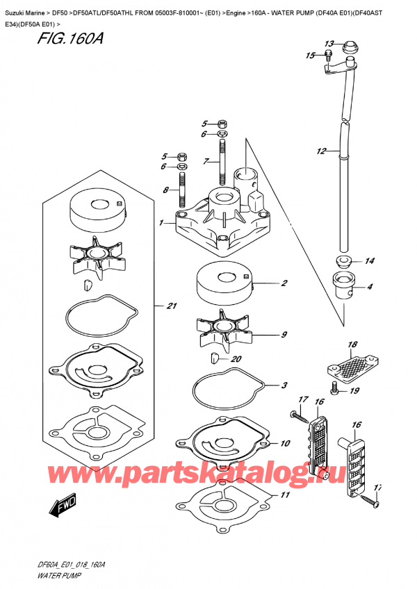  ,   , SUZUKI DF50A TS/TL FROM 05003F-810001~ (E01)  2018 , Water Pump  (Df40A  E01)(Df40Ast  E34)(Df50A  E01)