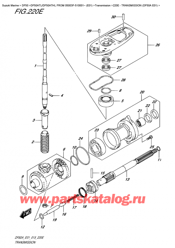  ,   , Suzuki DF50A TS/TL FROM 05003F-510001~ (E01)  2015 , Transmission  (Df50A  E01) /  (Df50A E01)