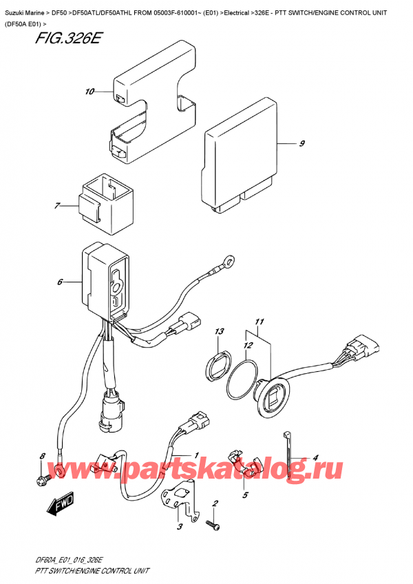  ,   , SUZUKI DF50A TS/TL FROM 05003F-610001~ (E01), Ptt  Switch/engine  Control  Unit  (Df50A  E01) /   /    (Df50A E01)