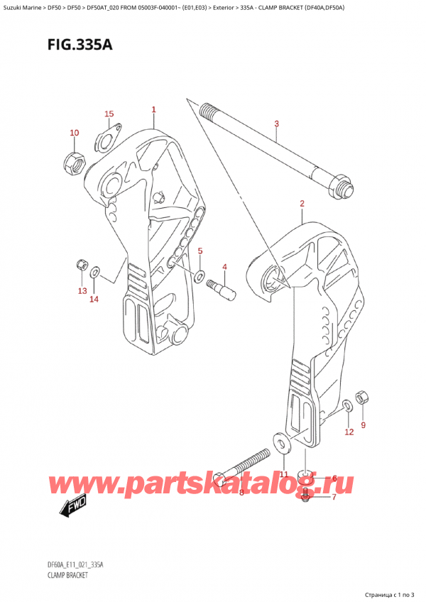  ,   , SUZUKI Suzuki DF50A TS / TL  FROM 05003F-040001~  (E01 020),   (Df40A, Df50A) / Clamp Bracket (Df40A,Df50A)