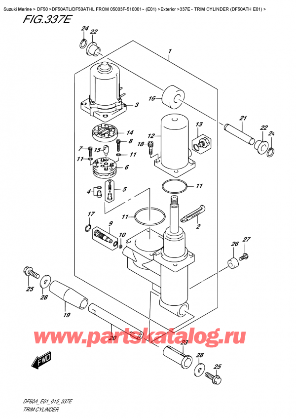  ,   , Suzuki DF50A TS/TL FROM 05003F-510001~ (E01),   (Df50Ath E01) - Trim Cylinder  (Df50Ath  E01)