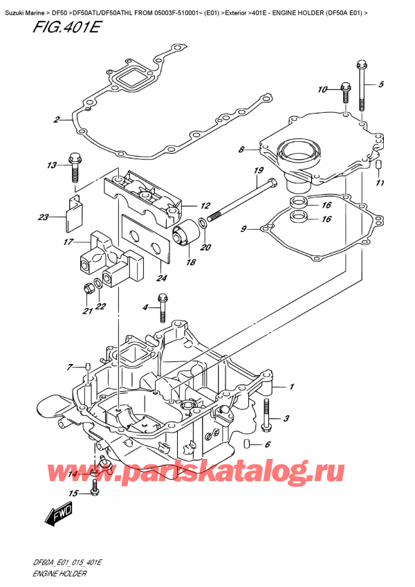   ,    , Suzuki DF50A TS/TL FROM 05003F-510001~ (E01)  2015 , Engine  Holder  (Df50A  E01)