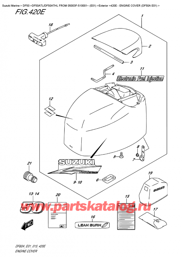   ,  , Suzuki DF50A TS/TL FROM 05003F-510001~ (E01)  2015 ,   () (Df50A E01) / Engine  Cover  (Df50A  E01)