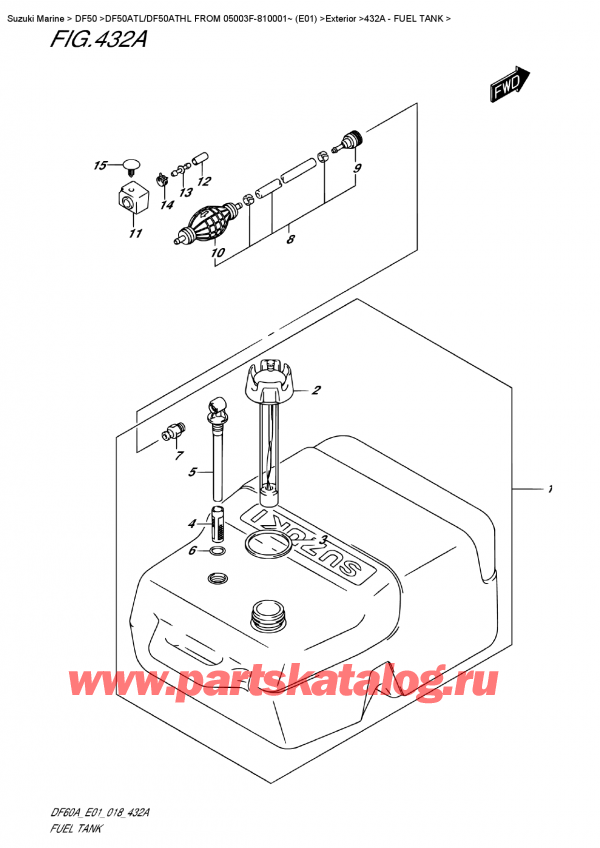 ������ ��������, �� �����, SUZUKI DF50A TS/TL FROM 05003F-810001~ (E01) ������ 2018 ����, Fuel  Tank