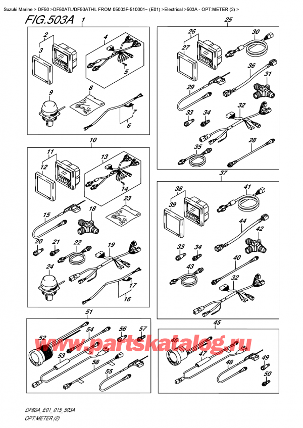 �������������, �� ��������� ���������, Suzuki DF50A TS/TL FROM 05003F-510001~ (E01) ������ 2015 ����, Opt:meter  (2) - �����: ������� (2)