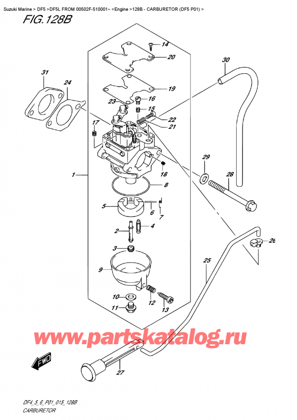  ,    , Suzuki DF5 S-L FROM 00502F-510001~ (P01)  2015 , Carburetor  (Df5  P01) /  (Df5 P01)