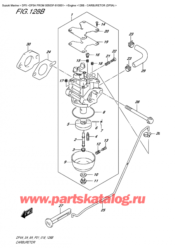  ,   , Suzuki DF5A S/L FROM 00503F-810001~   2018 ,  (Df5A) / Carburetor  (Df5A)