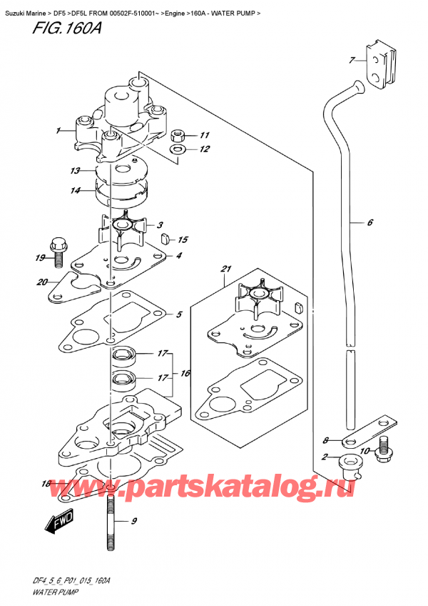   ,   , Suzuki DF5 S-L FROM 00502F-510001~ (P01)  2015 ,   - Water  Pump