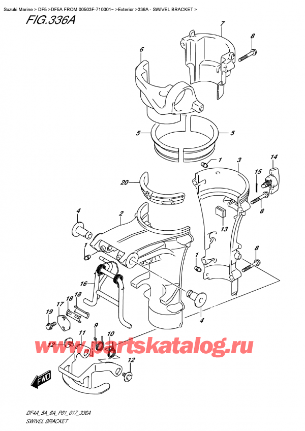  ,   , Suzuki DF5A S/L FROM 00503F-710001~ , Swivel  Bracket -  