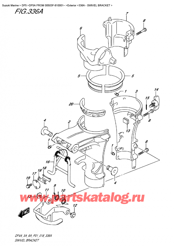   ,    , SUZUKI DF5A S/L FROM 00503F-810001~ , Swivel  Bracket