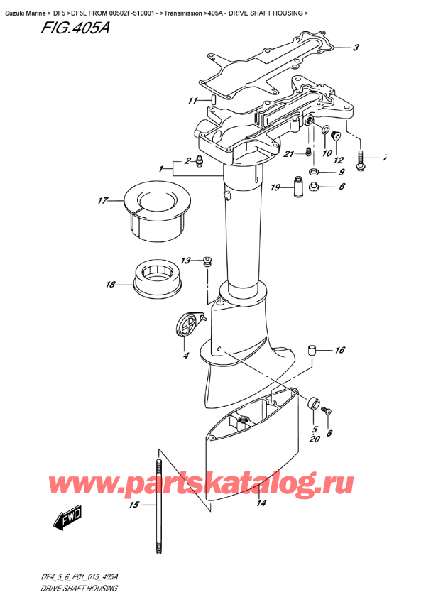  ,   , SUZUKI DF5 S-L FROM 00502F-510001~ (P01), Drive  Shaft  Housing