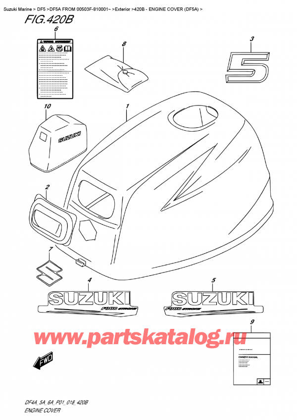   ,   , SUZUKI DF5A S/L FROM 00503F-810001~ , Engine  Cover  (Df5A)