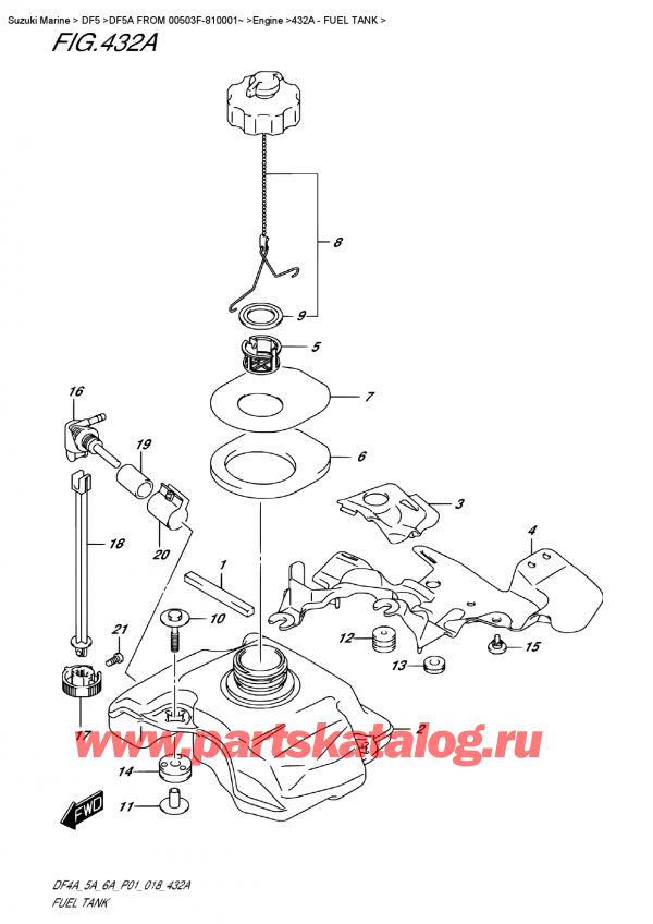  ,   , Suzuki DF5A S/L FROM 00503F-810001~   2018 , Fuel  Tank /  