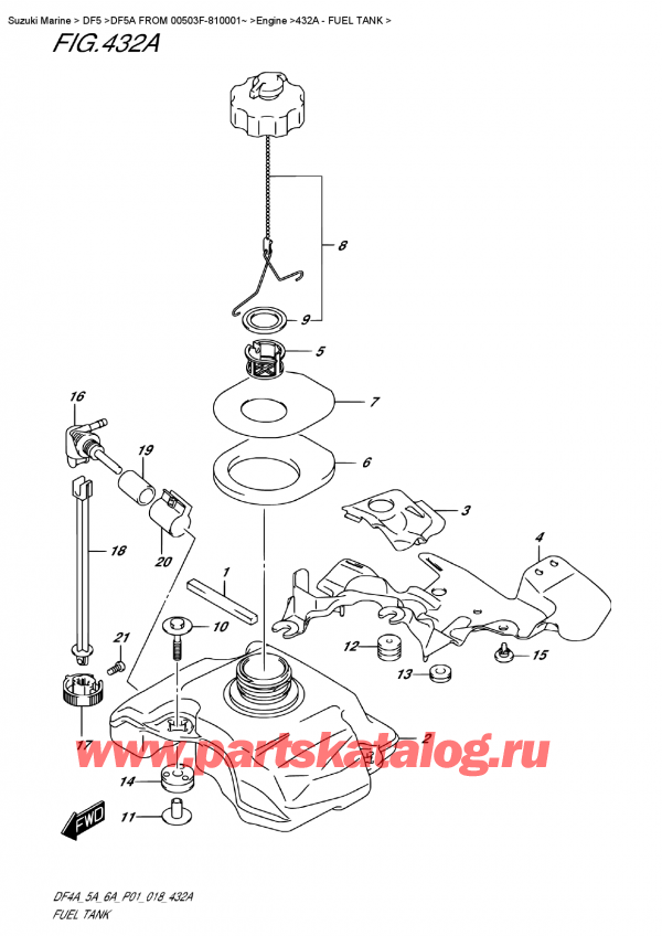  ,   , SUZUKI DF5A S/L FROM 00503F-810001~   2018 , Fuel  Tank