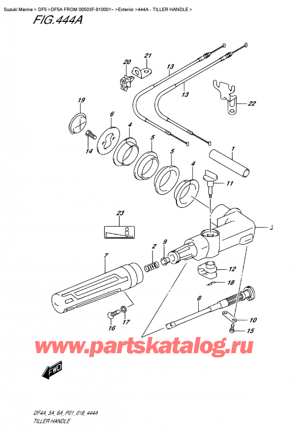   ,    , Suzuki DF5A S/L FROM 00503F-810001~   2018 , Tiller  Handle