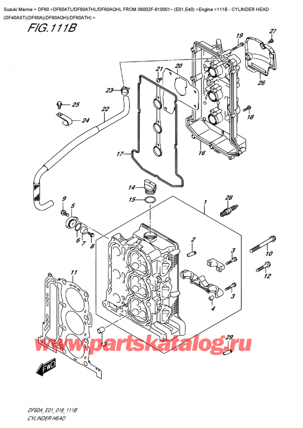  ,   , Suzuki DF60A TS / TL FROM 06002F-810001~ (E01) , Cylinder  Head  (Df40Ast)(Df60A)(Df60Aqh)(Df60Ath)