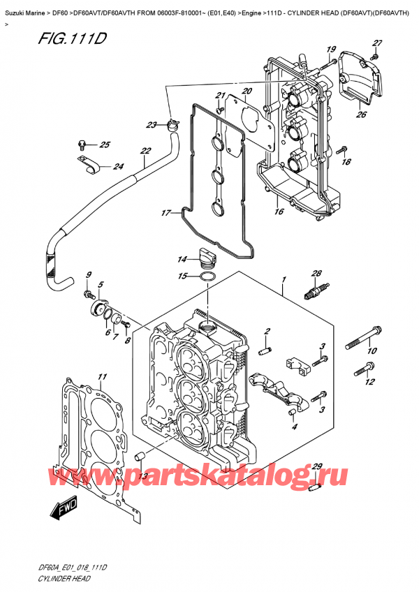  ,    , SUZUKI DF60AV TL / TX FROM 06003F-810001~ (E01),    (Df60Avt) (Df60Avth) - Cylinder  Head  (Df60Avt)(Df60Avth)