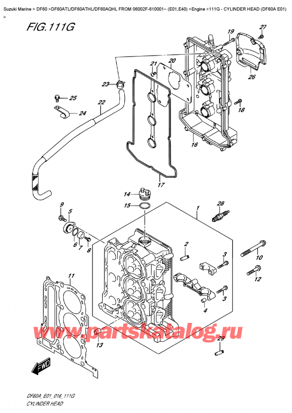 ,   ,  DF60A TS / TL FROM 06002F-610001~ (E01)   2016 , Cylinder  Head  (Df60A  E01) /    (Df60A E01)