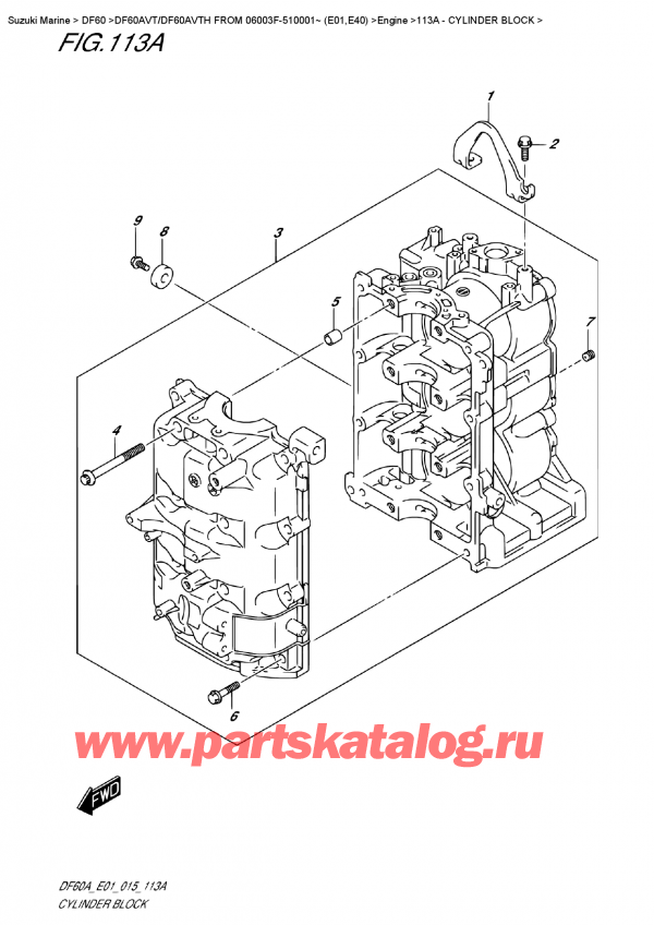 ,   , Suzuki DF60A VTL / VTX FROM 06003F-510001~   (E01),   - Cylinder  Block