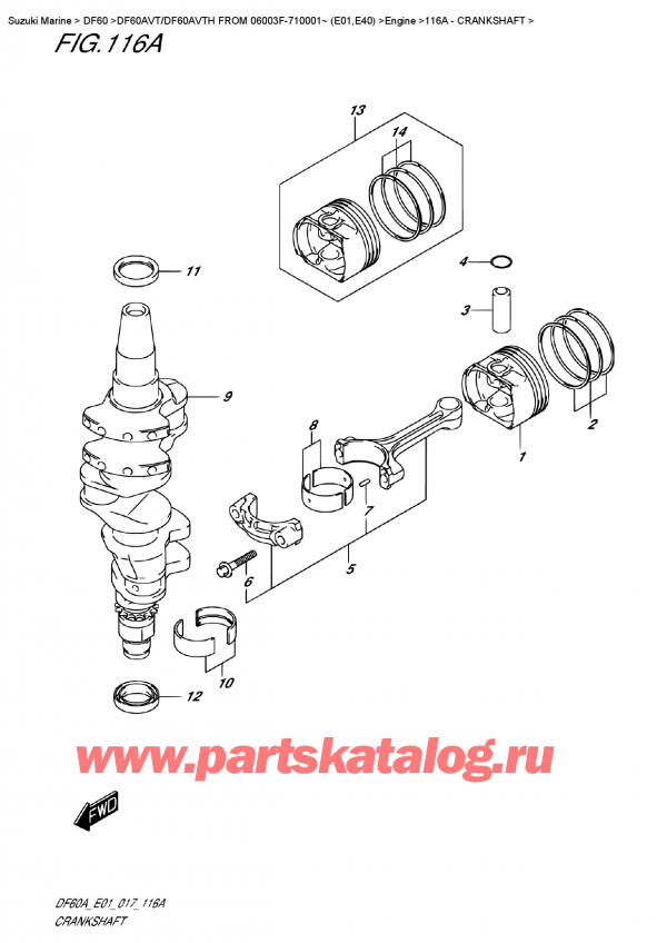  ,   , Suzuki DF60AV TL/TX FROM 06003F-710001~ (E01)    2017 , Crankshaft