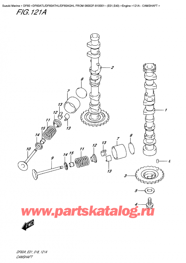   , , Suzuki DF60A TS / TL FROM 06002F-810001~ (E01)   2018 ,   - Camshaft