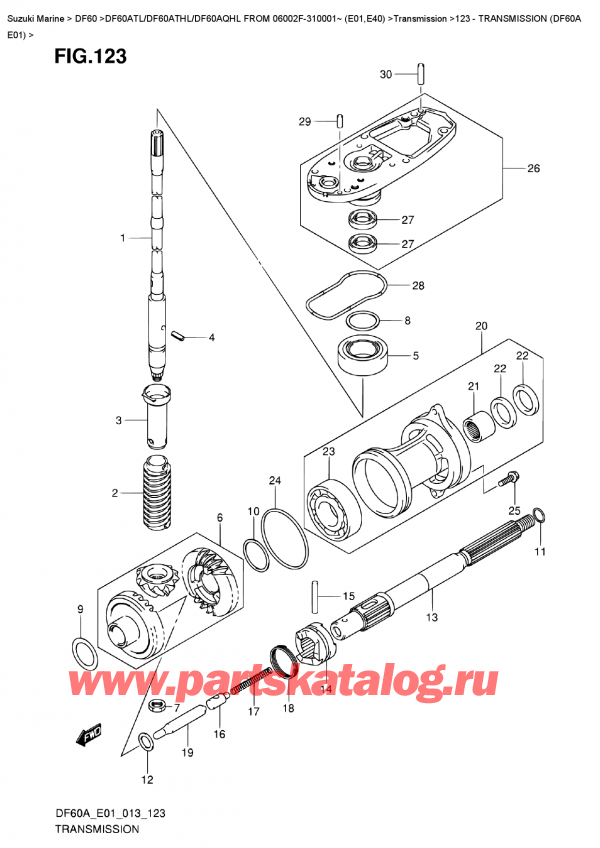��������� ������������ ��������, �� ��������� �����, Suzuki DF60A TL/TS FROM 06002F-310001~ (E01), Transmission  (Df60A  E01)