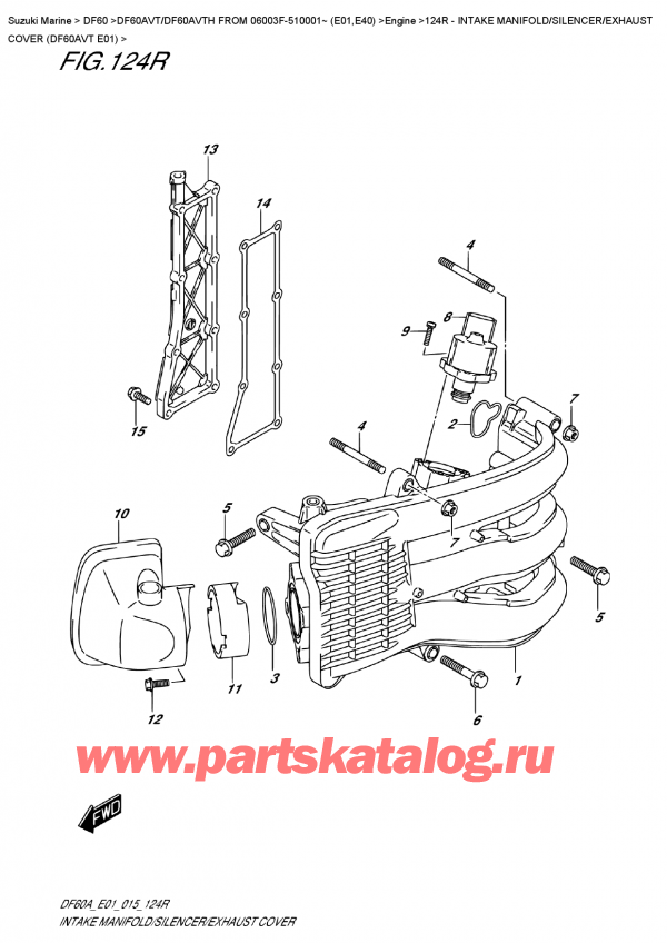  ,   , Suzuki DF60A VTL / VTX FROM 06003F-510001~   (E01)  2015 ,   /  /    (Df60Avt E01) - Intake  Manifold/silencer/exhaust  Cover  (Df60Avt  E01)