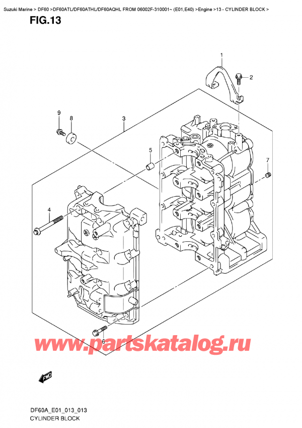  ,   , Suzuki DF60A TL/TS FROM 06002F-310001~ (E01)  2013 , Cylinder  Block /  